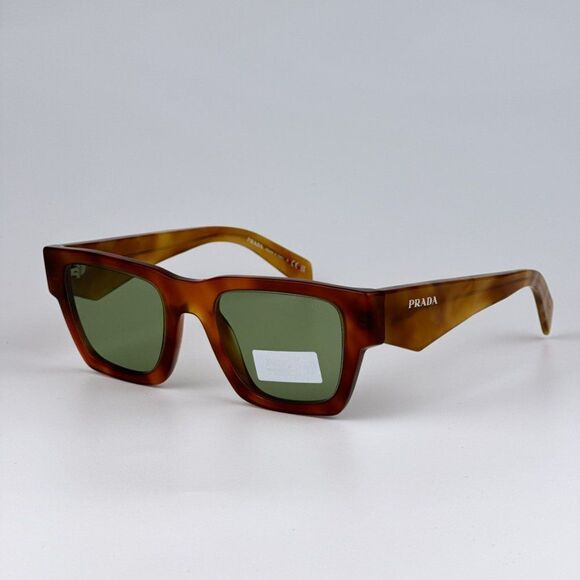 NEW Prada PRA06S 11P60C Cognac Tortoise Green Square Unisex Sunglasses PR A06S - Picture 6 of 10